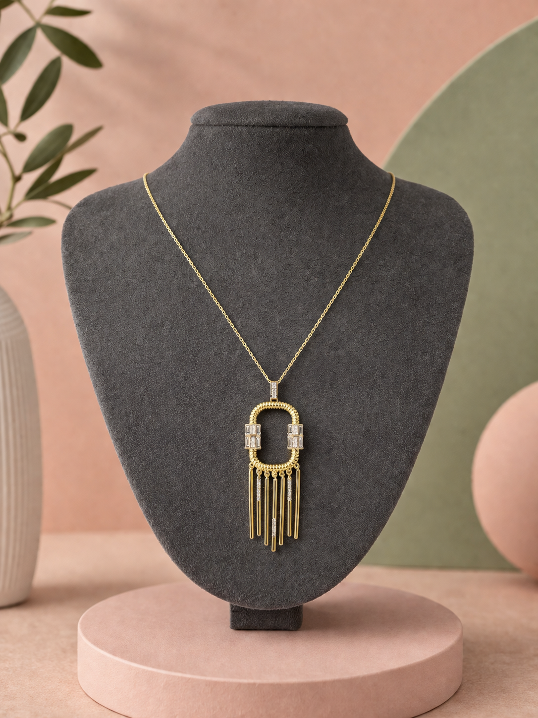 Gold Taşlı Uzantı Kolye