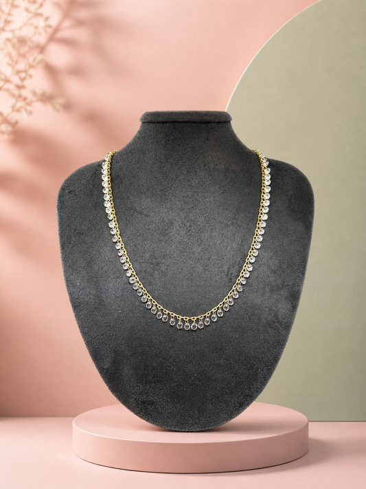 Gold Damla Döküm Taşlı Kolye
