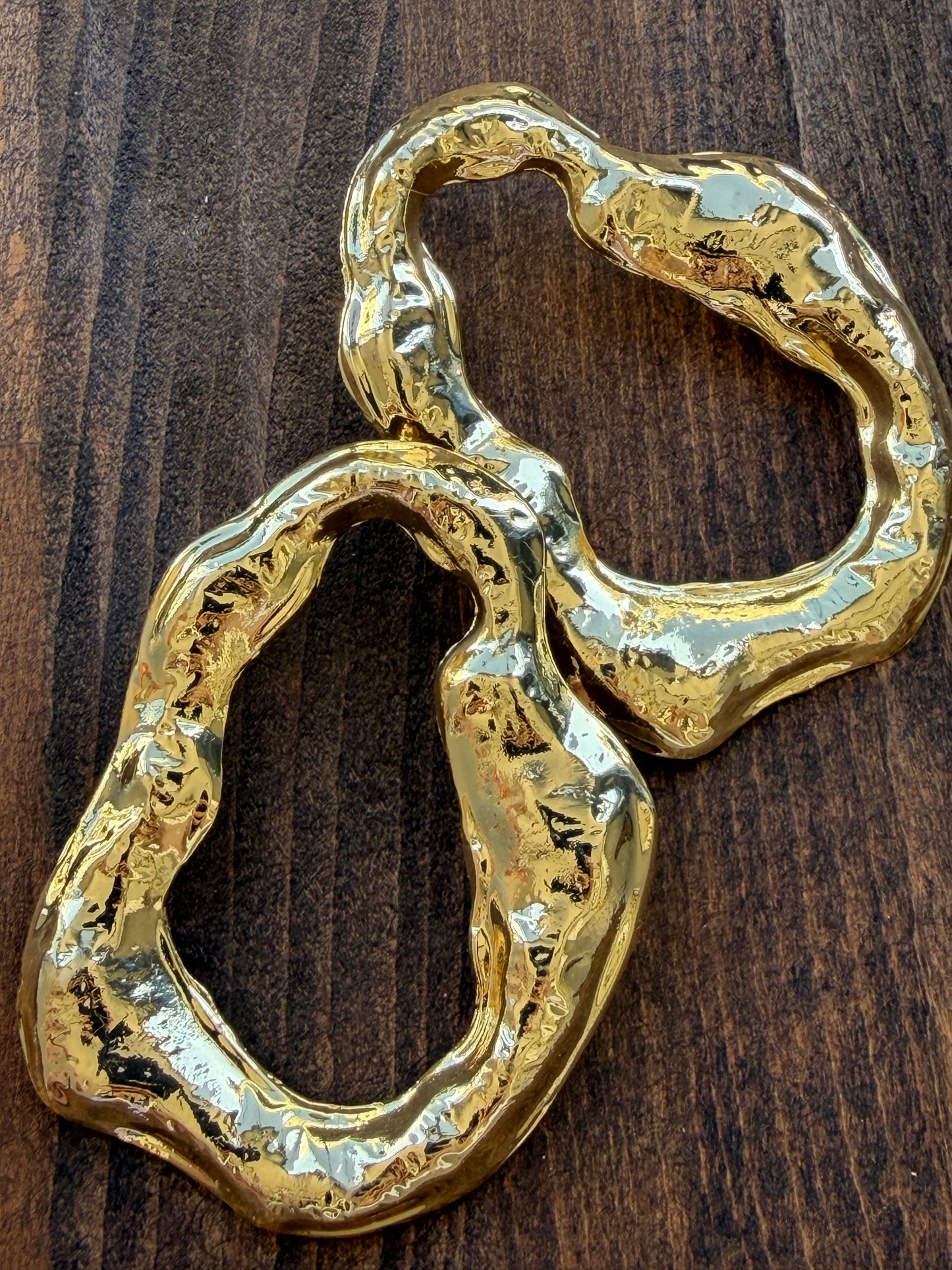 Gold Büyük Oval Tasarım Küpe