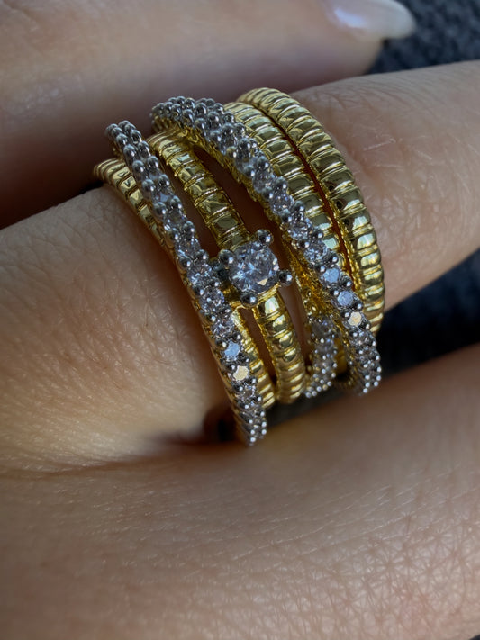 Gold & Silver Mini Taşlı Çoklu Yüzük