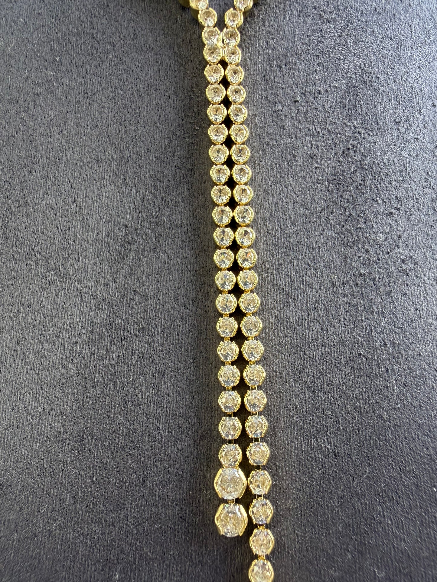 Gold Yuvarlak Taşlı Y Kolye
