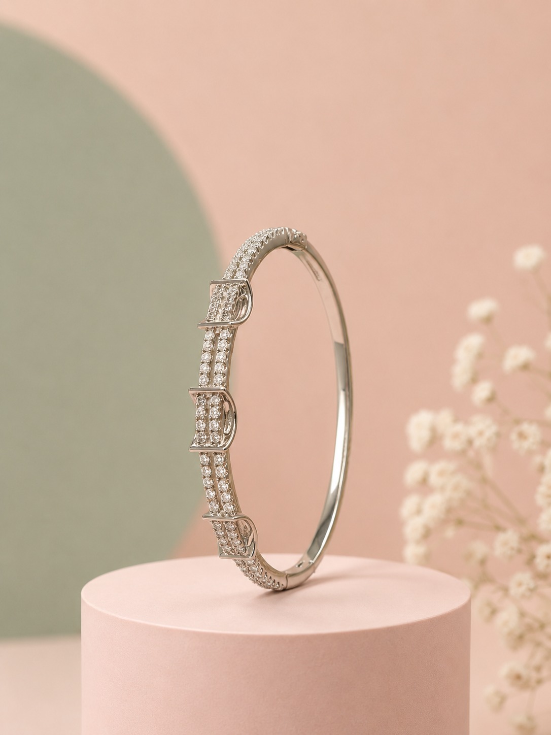 Silver Taşlı Kelepçe
