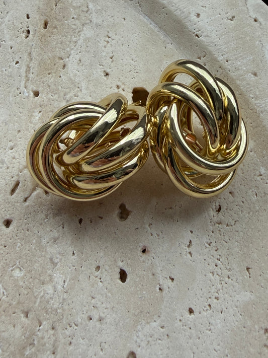 Gold Elips Sarmal Küpe