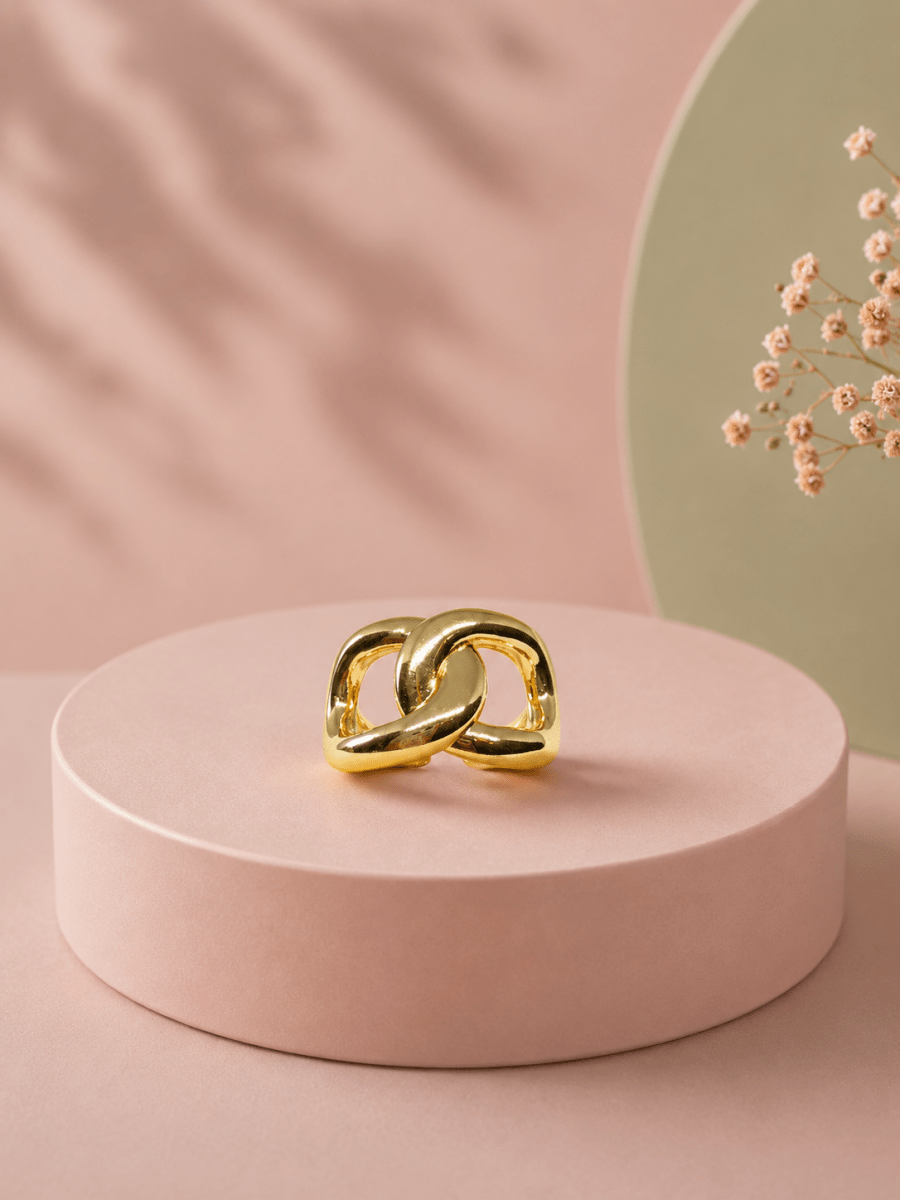 Gold Büyük Zincir Yüzük - Muas Aksesuar