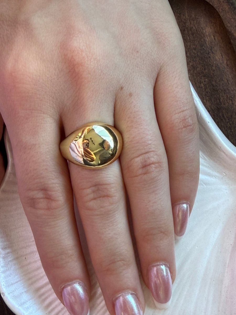 Gold Oval Ayna Yüzük - Muas Aksesuar