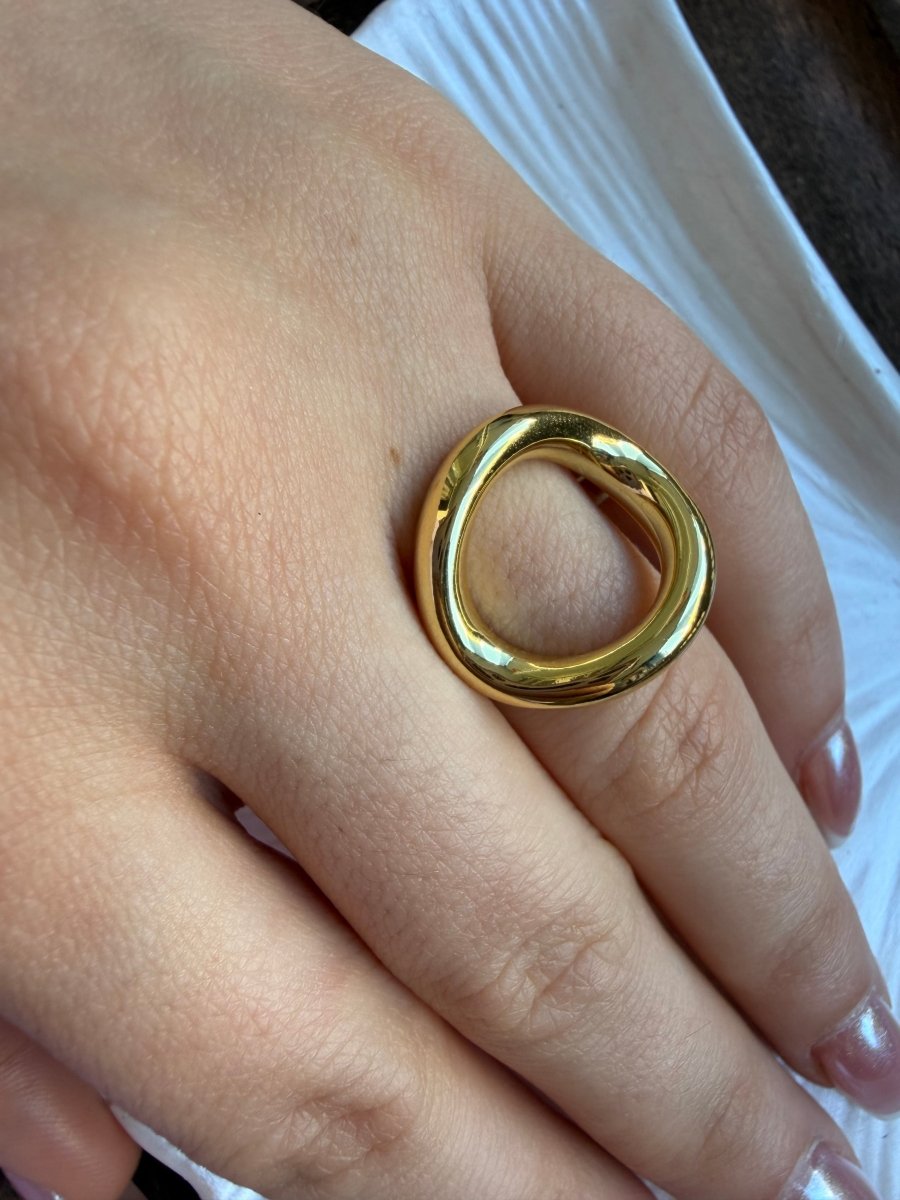 Gold Yuvarlak O Yüzük - Muas Aksesuar