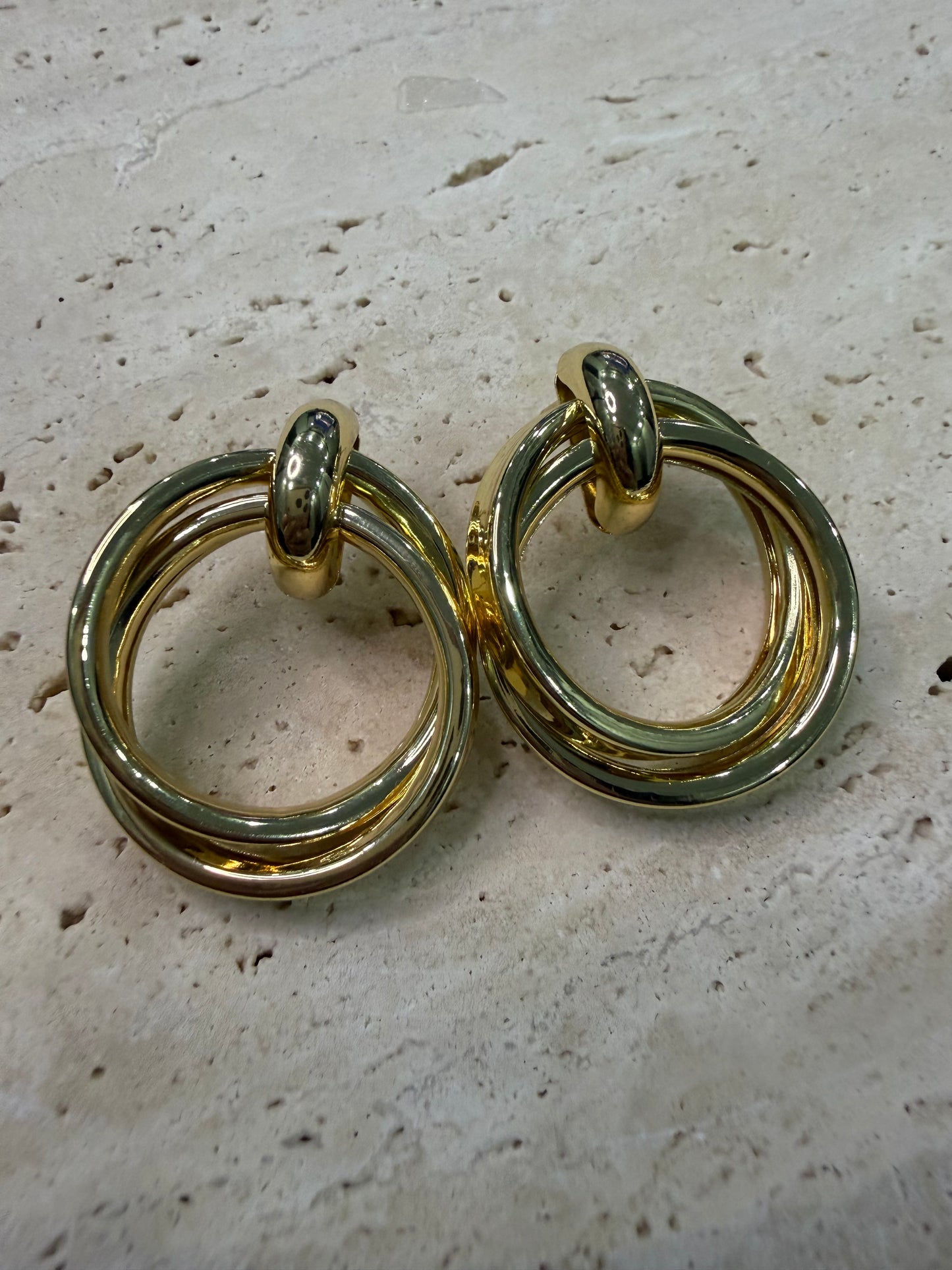 Gold İkili Halka Küpe