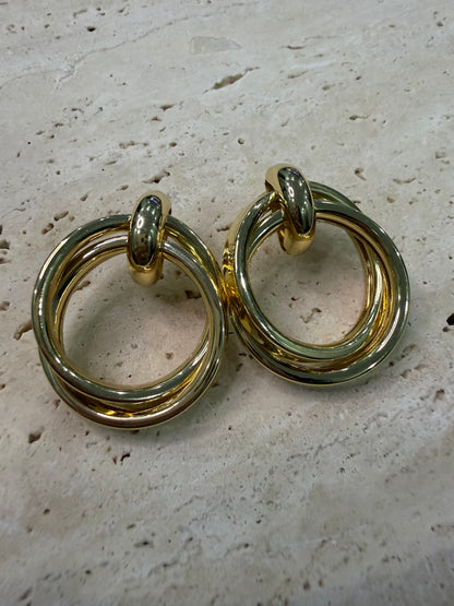 Gold İkili Halka Küpe