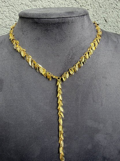 Gold Yaprak Pul Y Kolye