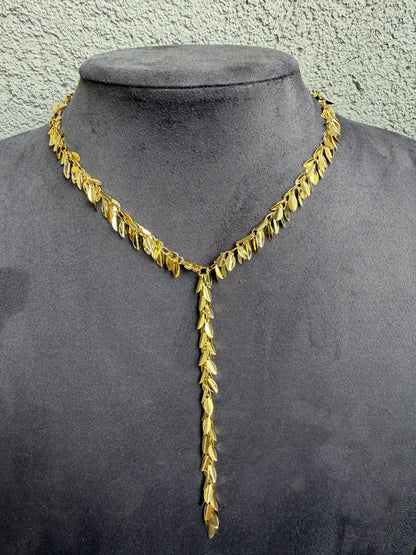 Gold Yaprak Pul Y Kolye