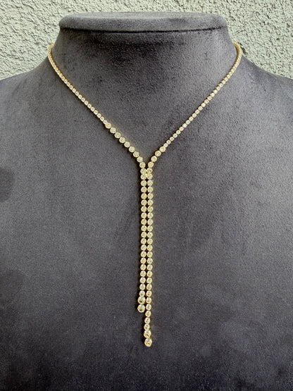 Gold Yuvarlak Taşlı Y Kolye