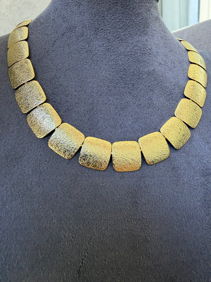 Gold Kare Büyük Pul Kolye