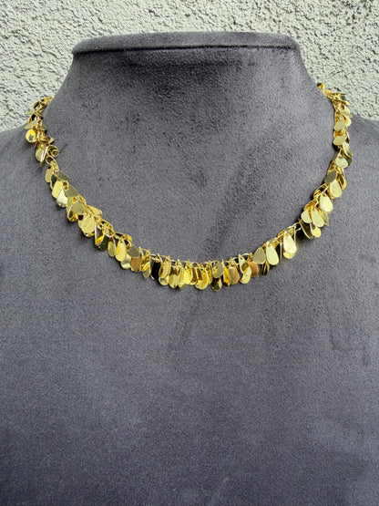 Gold Yaprak Pul Kolye