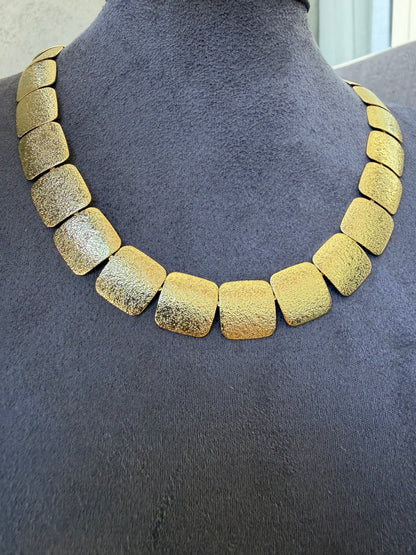 Gold Kare Büyük Pul Kolye