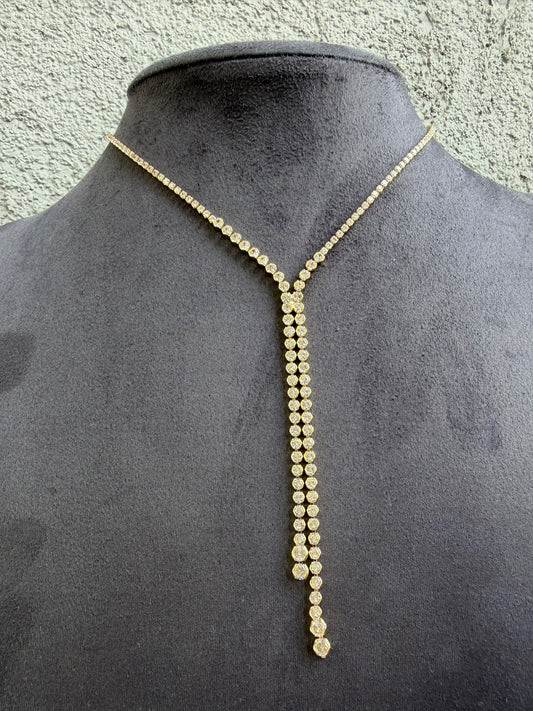 Gold Yuvarlak Taşlı Y Kolye