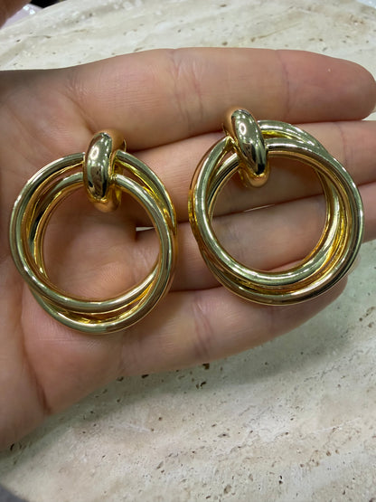 Gold İkili Halka Küpe