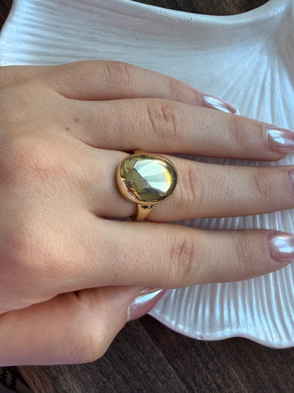 Gold Oval Ayna Yüzük
