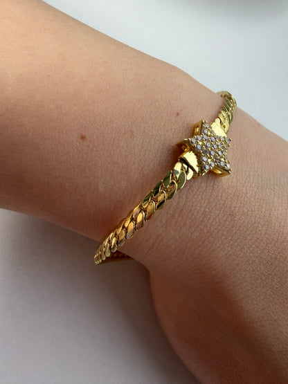 Gold Taşlı Yıldız Örgü Bileklik