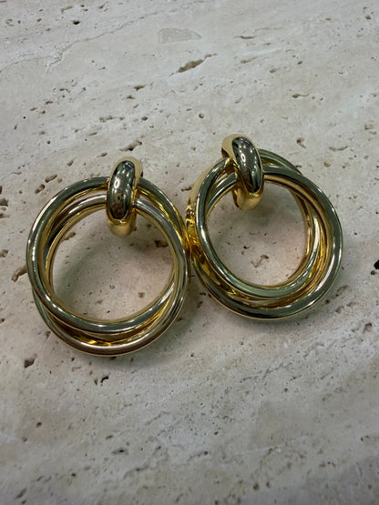 Gold İkili Halka Küpe