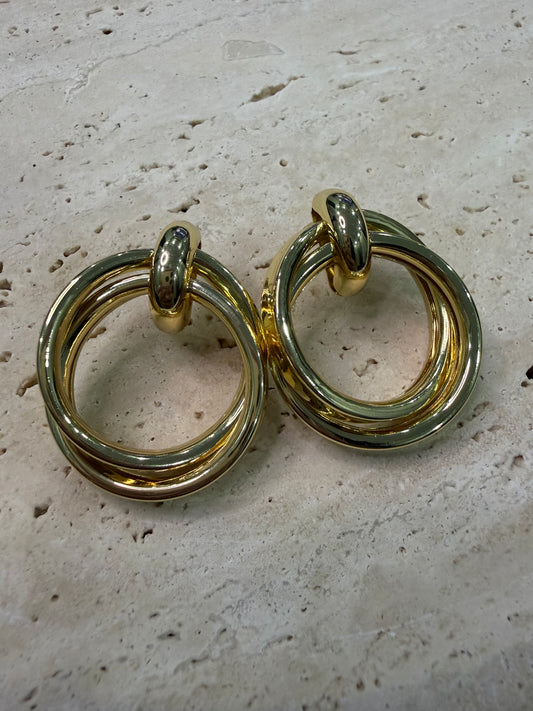 Gold İkili Halka Küpe