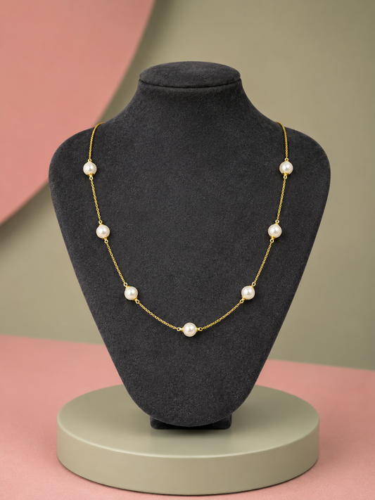 Gold İncili Zincir Kolye