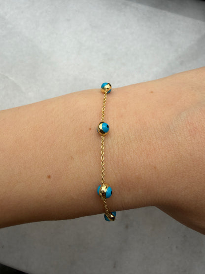 Gold Mavi Aura Nazar Kolye & Bileklik  Set