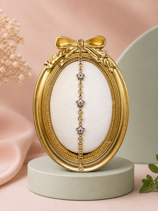 Gold Mavi Taşlı Yıldız Bileklik