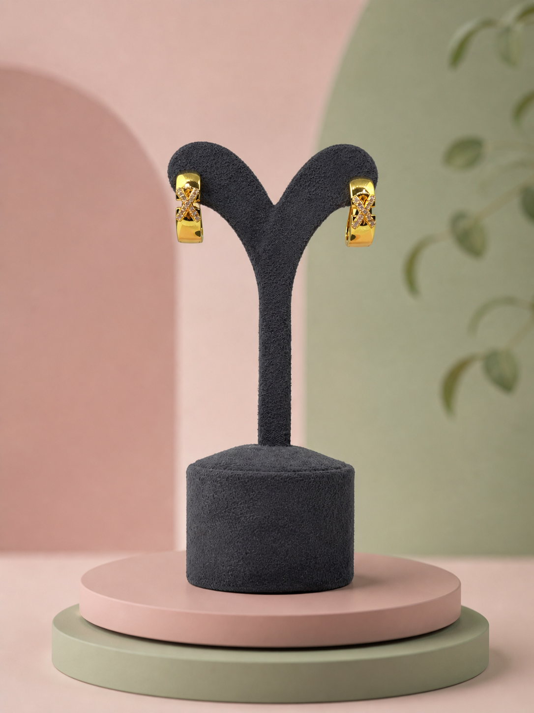 Gold Taşlı X Küpe