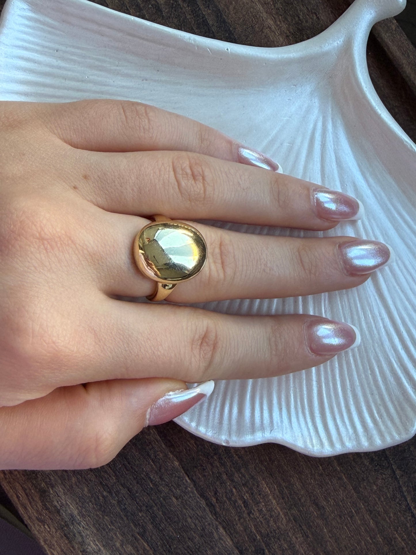 Gold Oval Ayna Yüzük