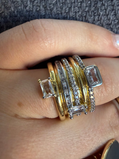 Gold & Silver Büyük Taşlı Çoklu Yüzük