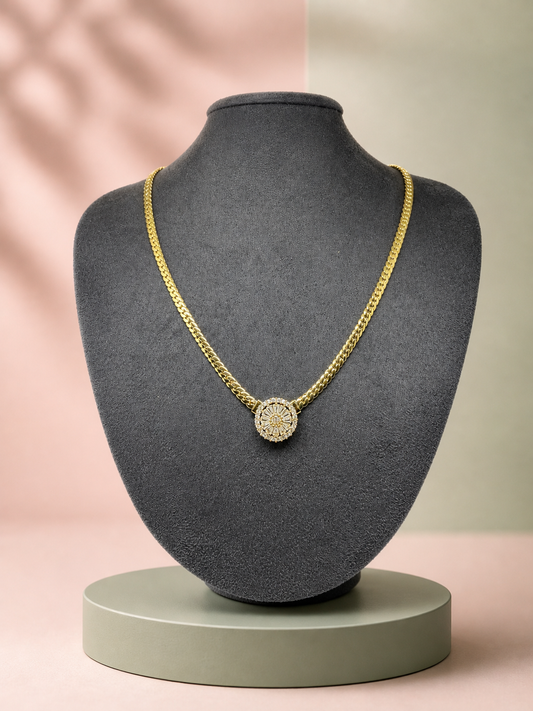Gold Taşlı Yuvarlak Kolye
