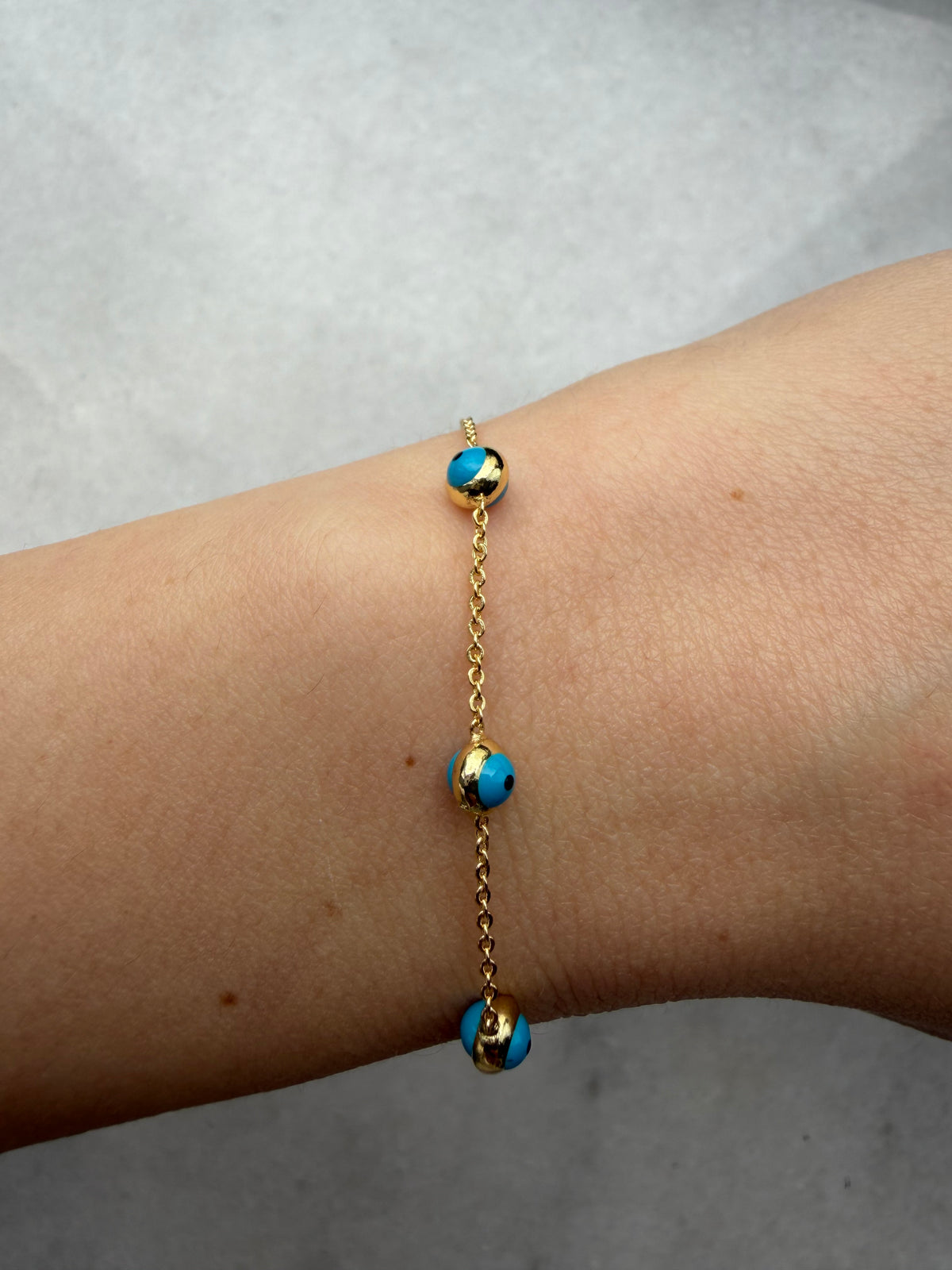 Gold Mavi Aura Nazar Kolye & Bileklik  Set
