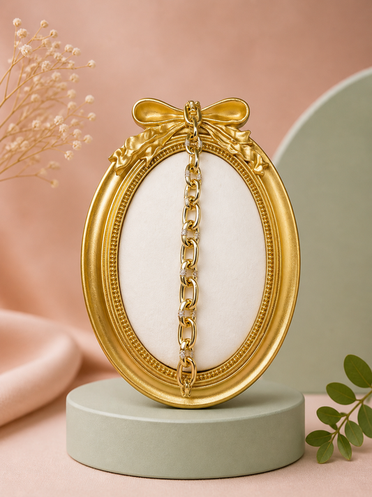 Gold Yaldızlı Düz Kalın Zincir Bileklik