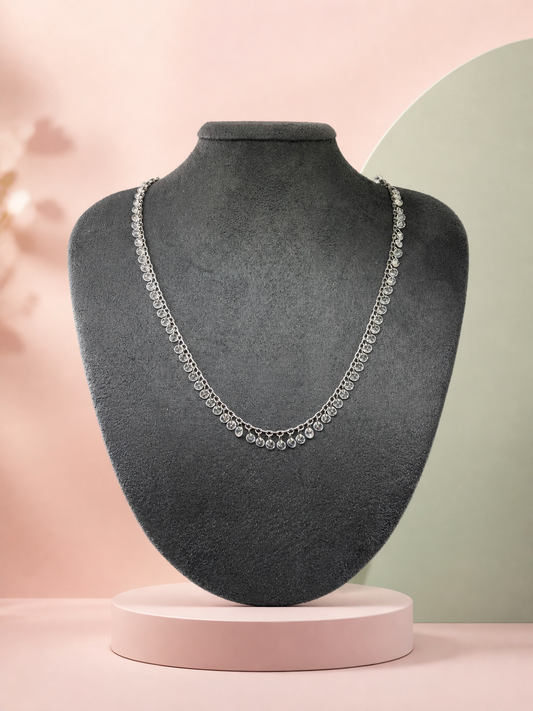 Silver Damla Döküm Taşlı Kolye