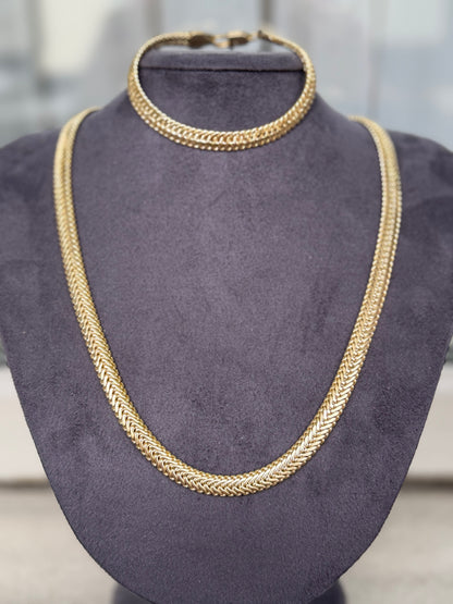 Gold Balık Sırtı Kolye ve Bileklik Set