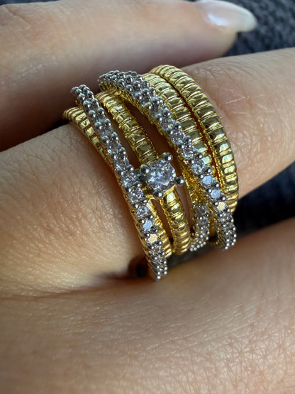Gold & Silver Mini Taşlı Çoklu Yüzük