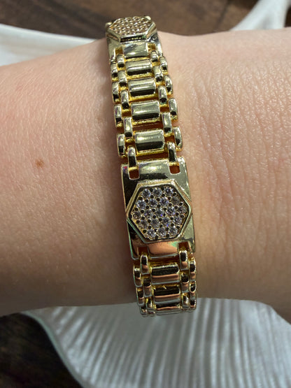 Gold Patek Taşlı Bileklik