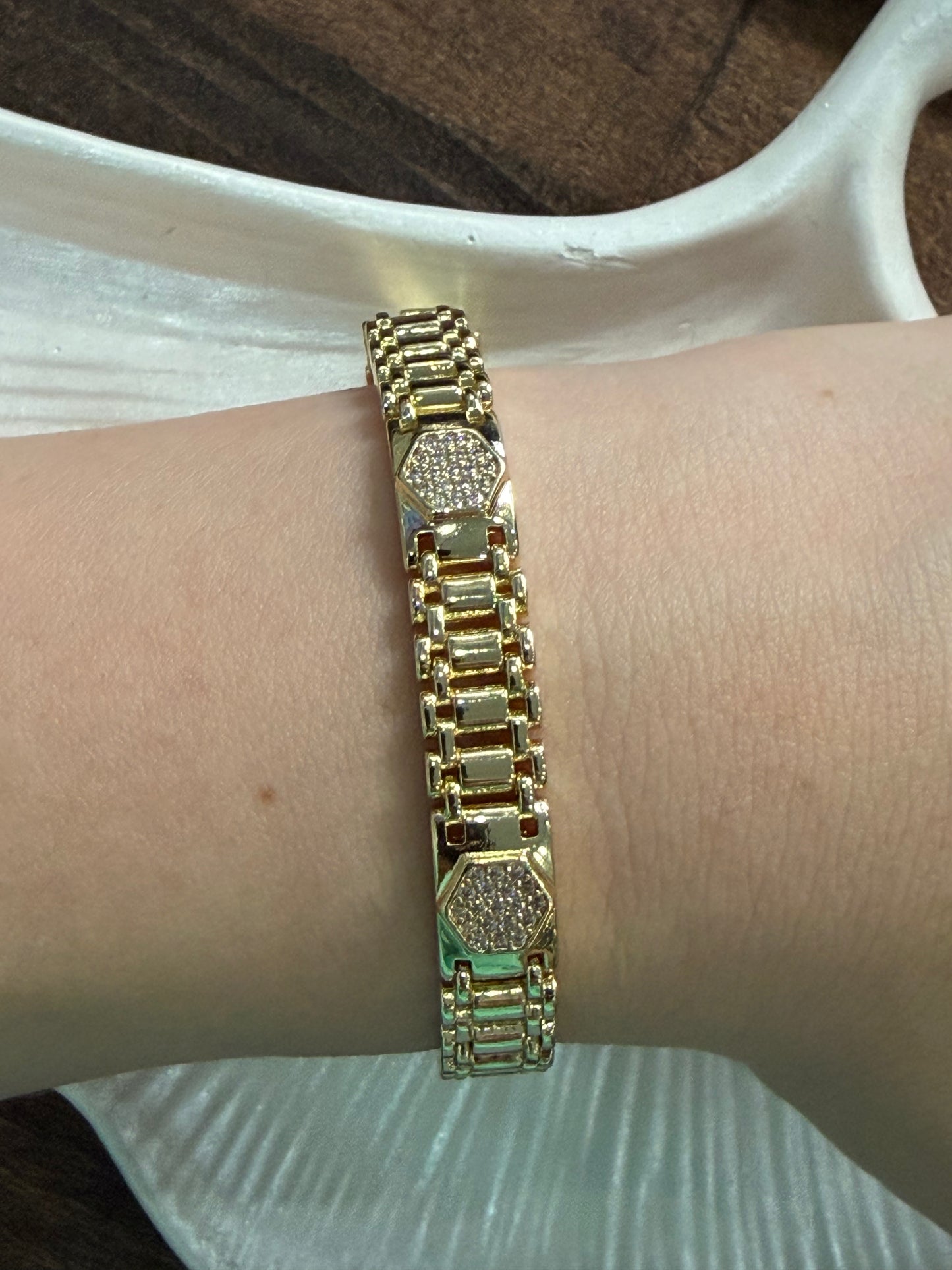 Gold Patek Taşlı Bileklik
