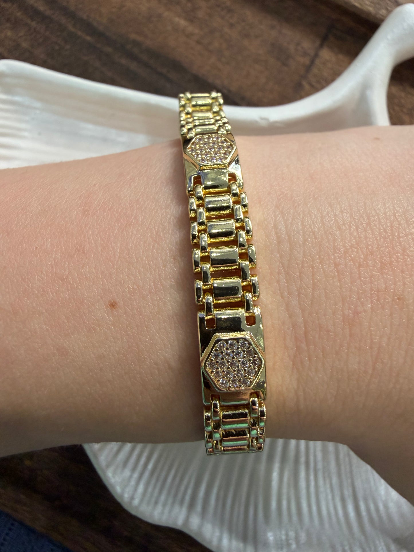 Gold Patek Taşlı Bileklik