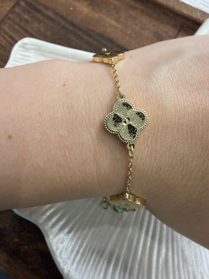 Gold Yonca Van Clef Bileklik