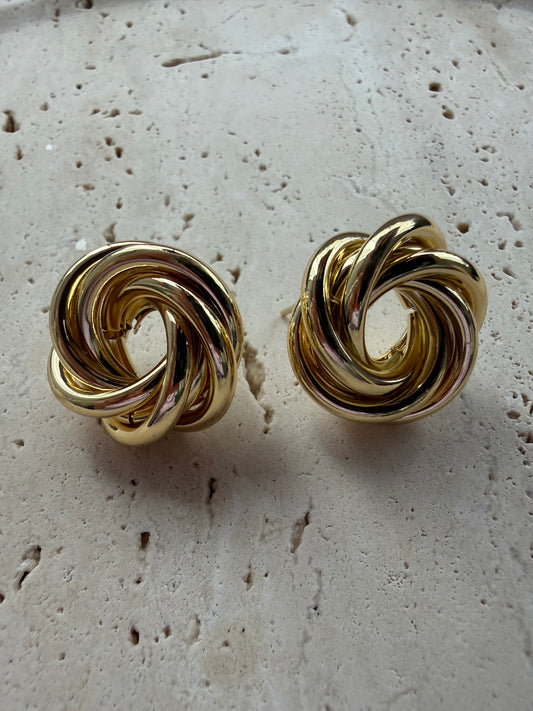 Gold Yuvarlak Sarmal Küpe