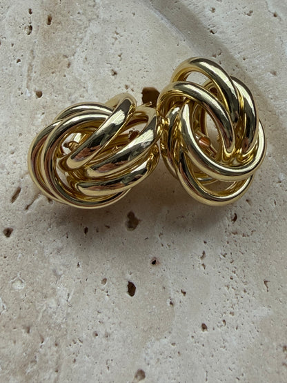Gold Elips Sarmal Küpe