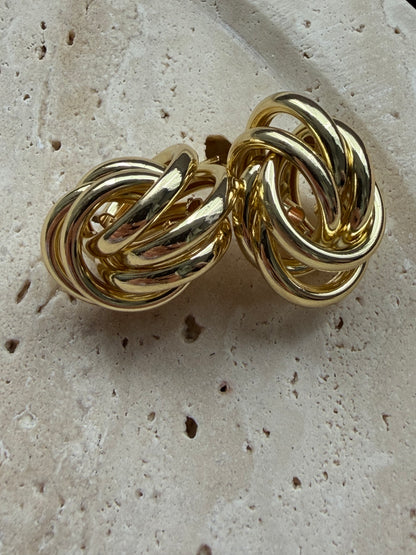 Gold Elips Sarmal Küpe