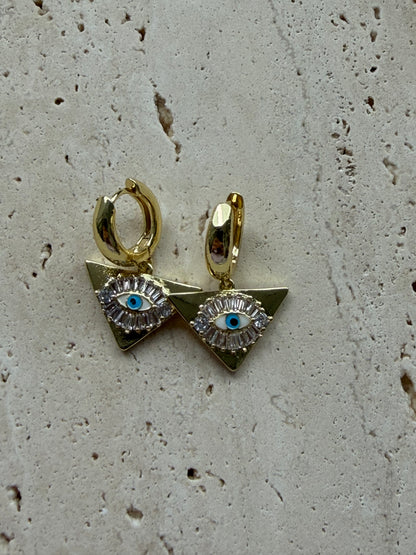 Gold Üçgen Eyes Küpe