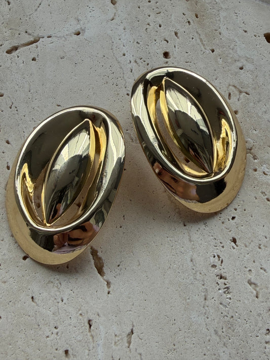 Gold Oval Ayna Küpe