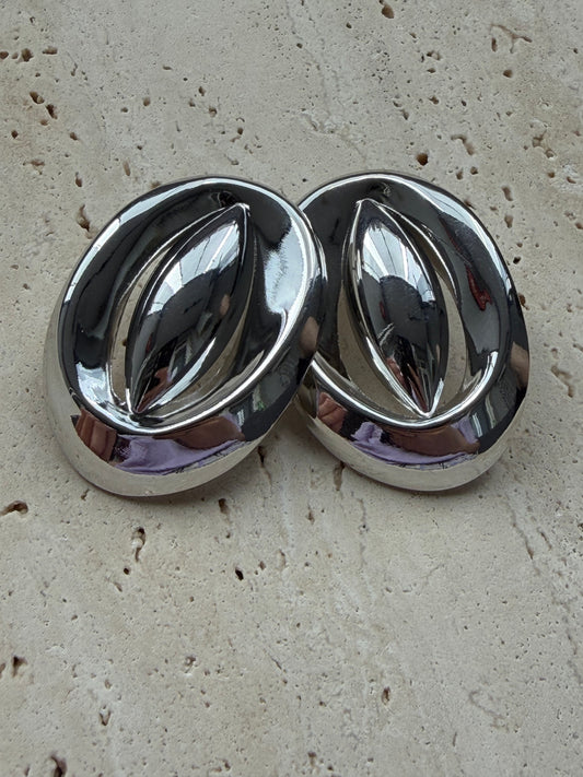Silver Oval Ayna Küpe