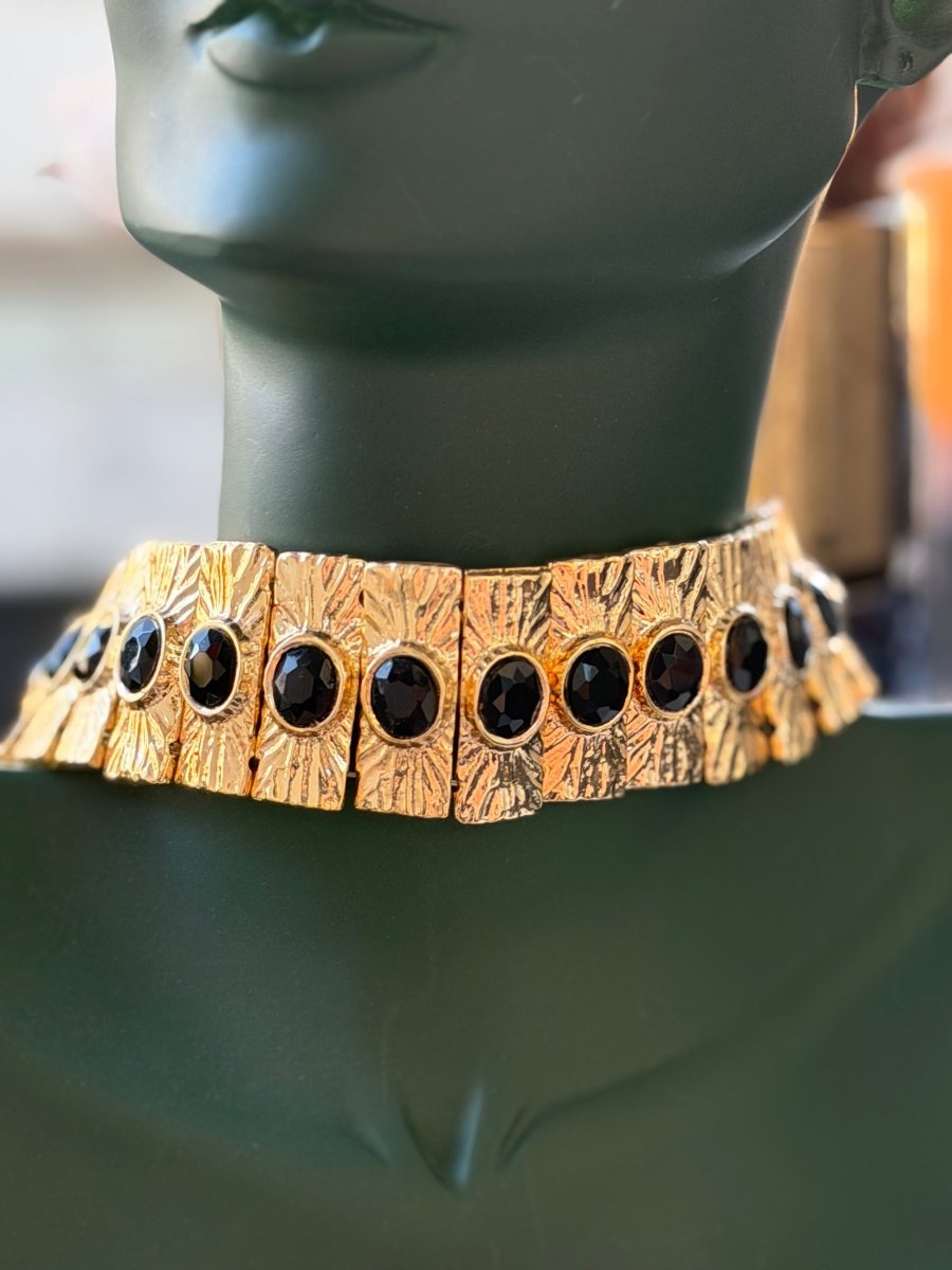Choker Tasarım Siyah Taşlı Set Kolye Ve Bileklik - Muas Aksesuar