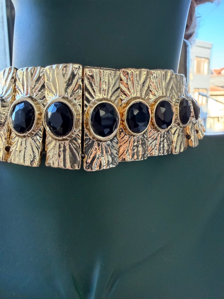 Choker Tasarım Siyah Taşlı Set Kolye Ve Bileklik - Muas Aksesuar
