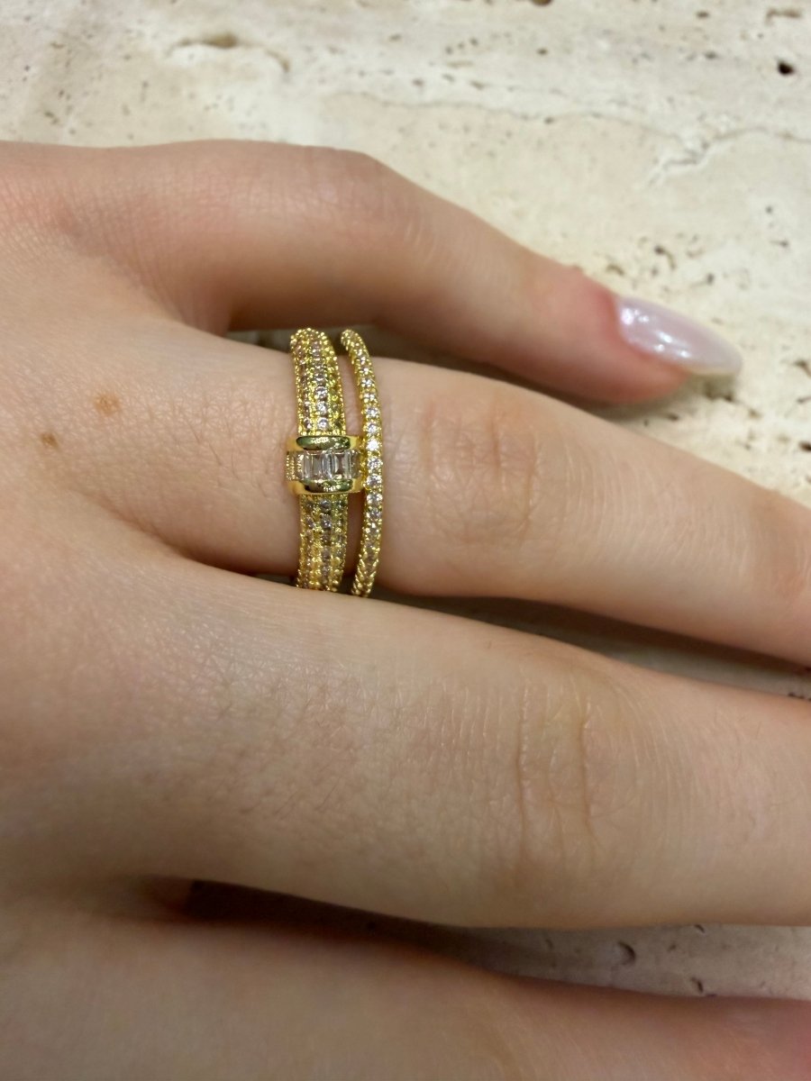 Gold 2’li Full Taşlı Yüzük - Muas Aksesuar