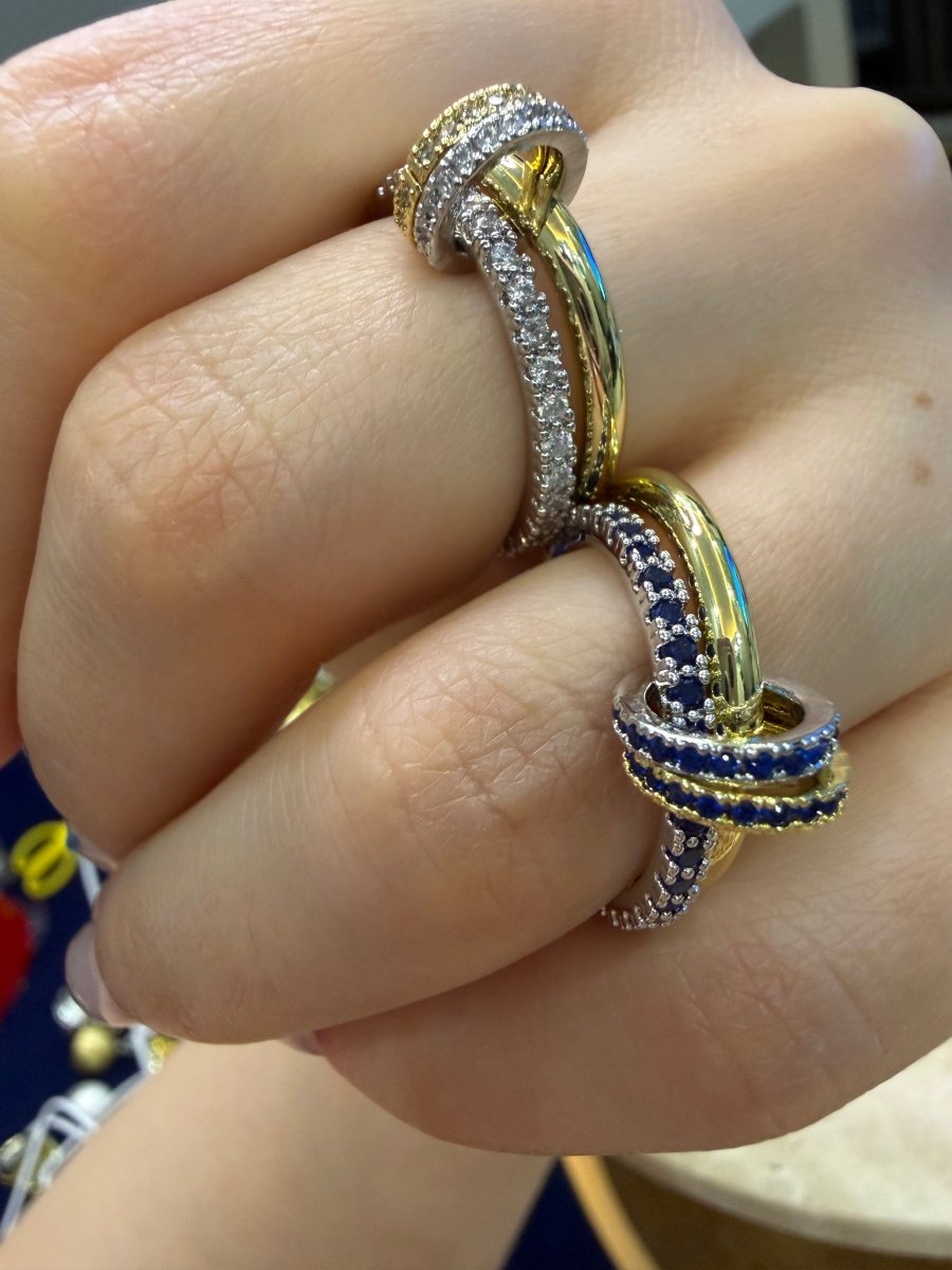Gold 2’li Nova Knot Mavi Taşlı Yüzük - Muas Aksesuar